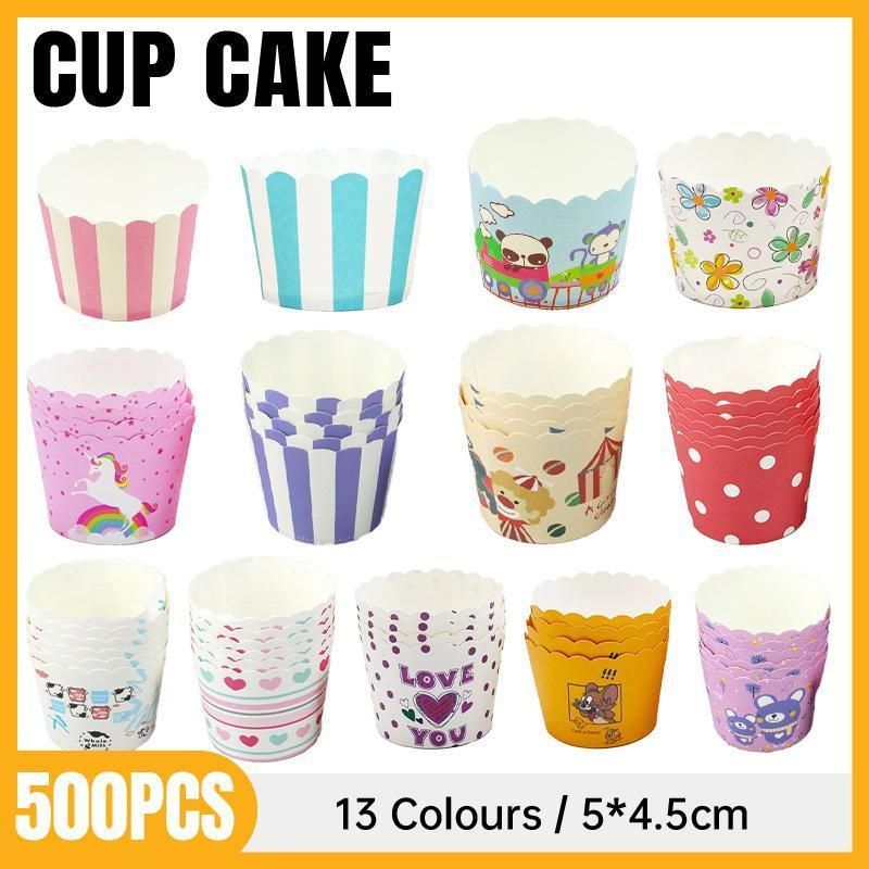 500pcs Colorful Cupcake Muffin Baking Cups Greaseproof Nonstick Paper Liners - Cupcake-500pcs-DJMCB — image 2