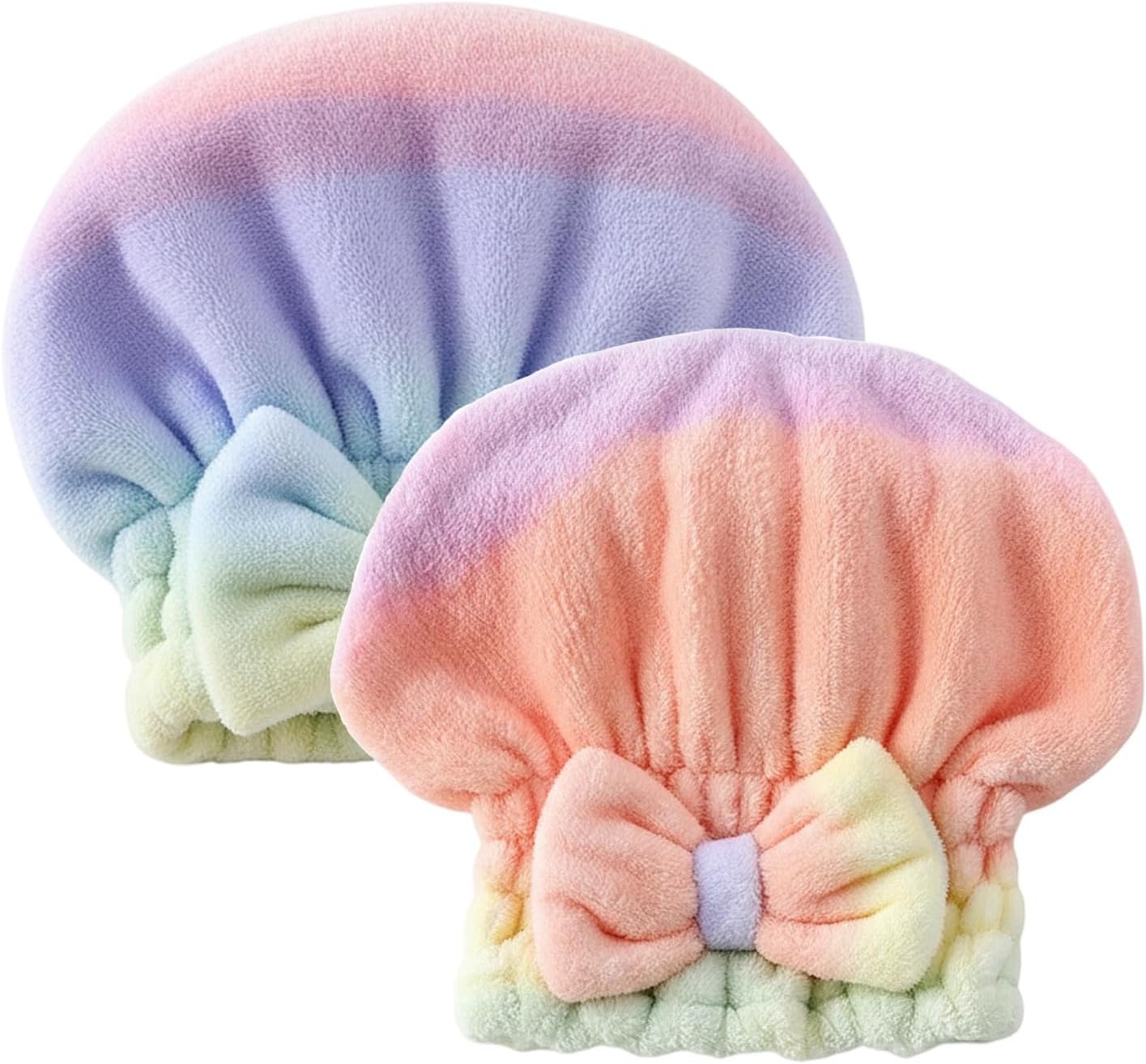 2Pcs Super Absorbent Hair Towel Wrap for Wet Hair, Microfiber Hair Drying Caps, Soft and Fast Drying Hair Towel for Home (Kit)