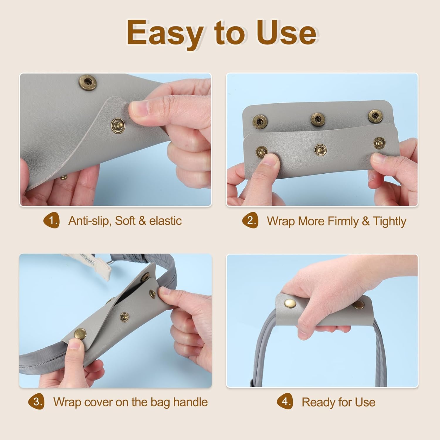 4Pcs Handbag Handle Cover, PU Leather Luggage Handle Wraps, Luggage Grip Protector for Purse Tote Bag Suitcase, Dark Green โ image 5