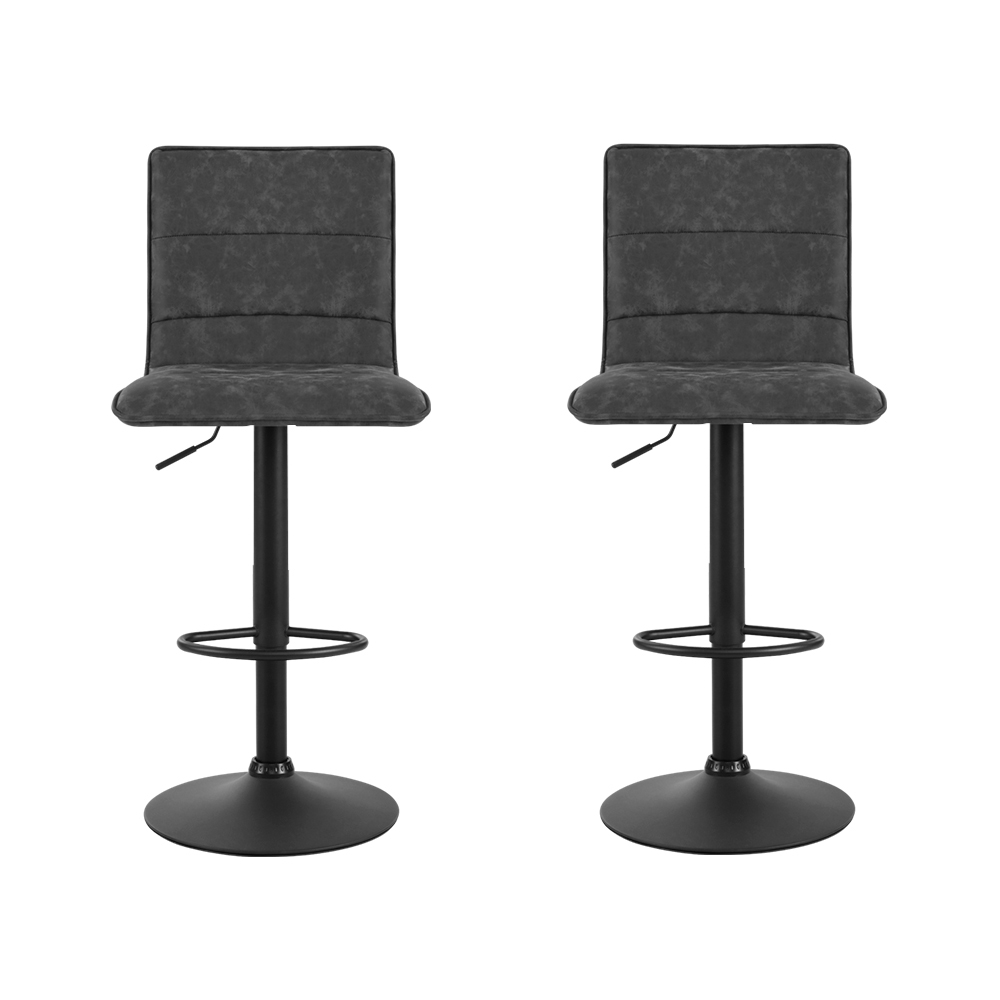 Artiss 2x Bar Stools Gas Lift Vintage Leather Grey — image 3