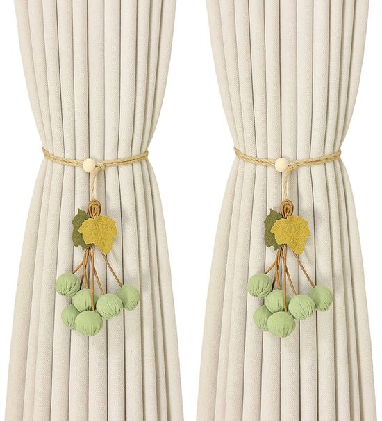 Curtain Ties - Hanging Ball Ties - Ball Tie Cords - Simple Hooks - Creative Curtain Buckle Decorations - Complete Set - 2 Pieces