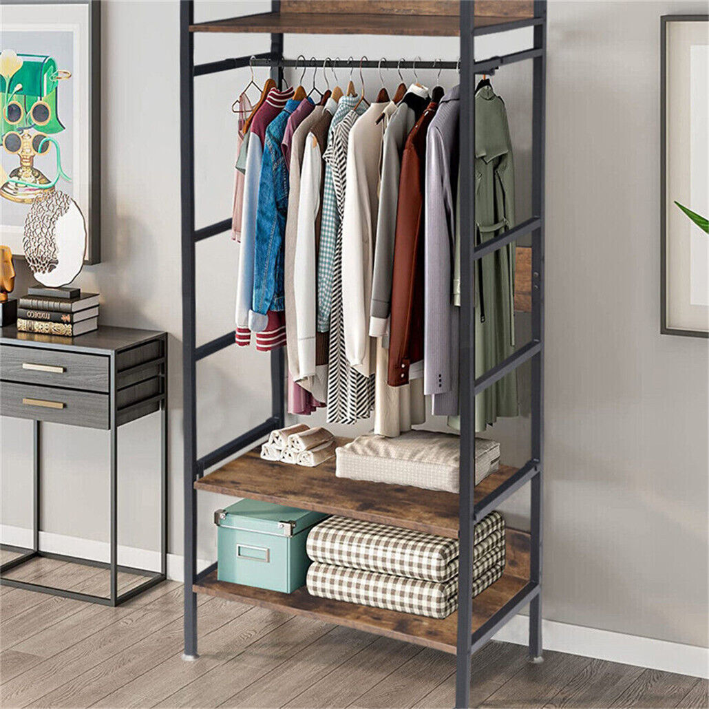 Metal Garment Rack Coat Stand MDF & Iron Organizer — image 3