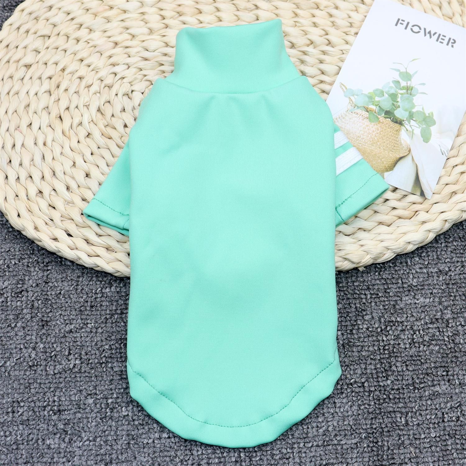 Dog Clothes Pet Clothing High Collar Base Shirt Two-bar bottoming shirt green XS