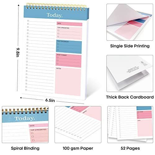 1Pack To Do List Notepad, Undated Daily Planner for Work and Goal Setting Greenery Sway, 52 Sheets, 9.8" x 6.5", Home and school, Daily Task Plannin — image 5