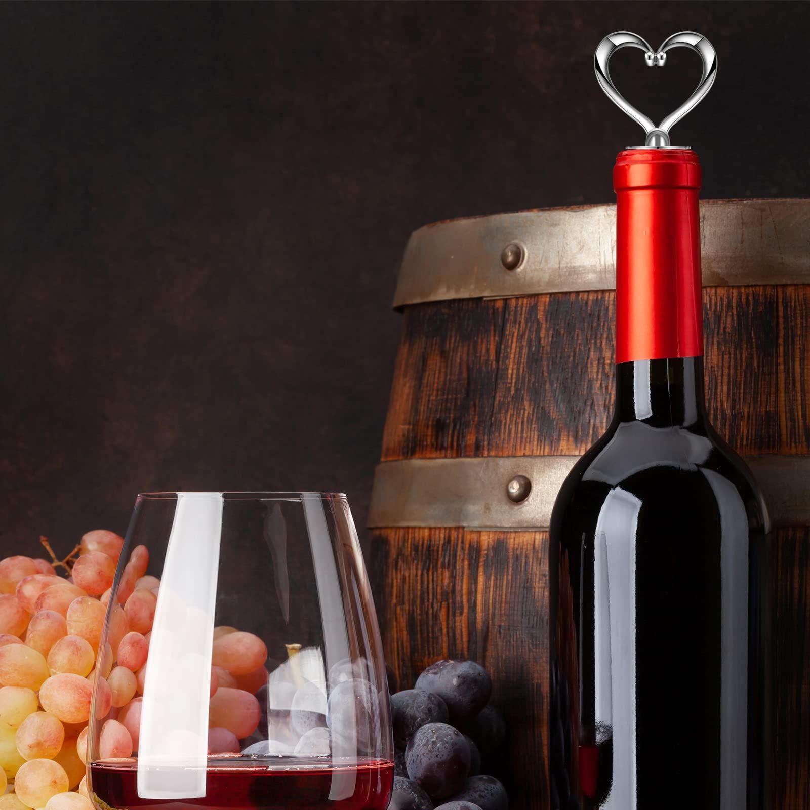 3PCS Wine Stopper Reusable Wine Stoppers Heart Shape Wine Beverage Bottle Stopper Bottle Cover Wine Outlet Cap — image 4