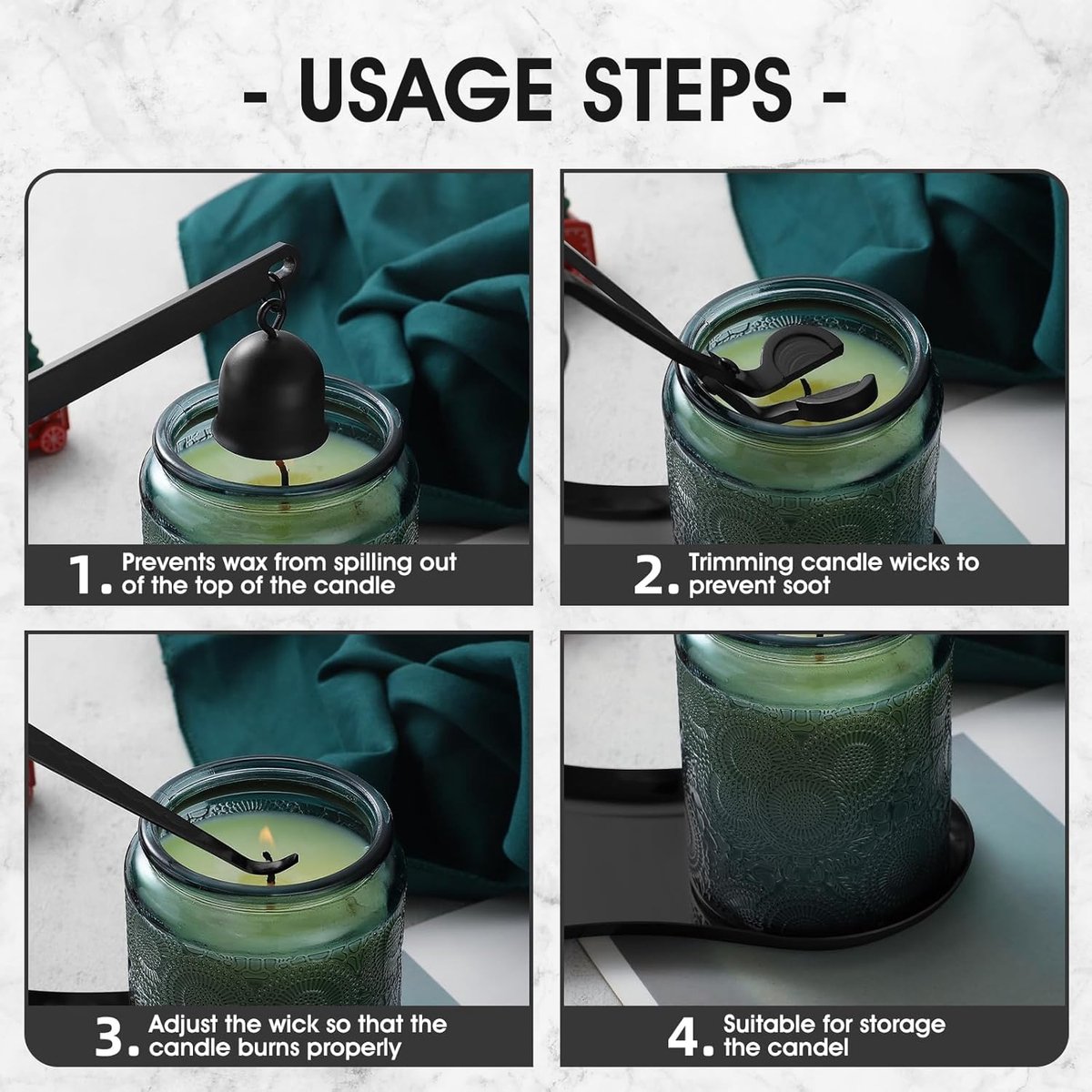 Candle Extinguisher - 3 in 1 Candle Accessory Set - Candle Key, Mini Candle Extinguisher, Candle Key - Perfect for Candle and Fragrance Lovers (3-Piece Set — image 3