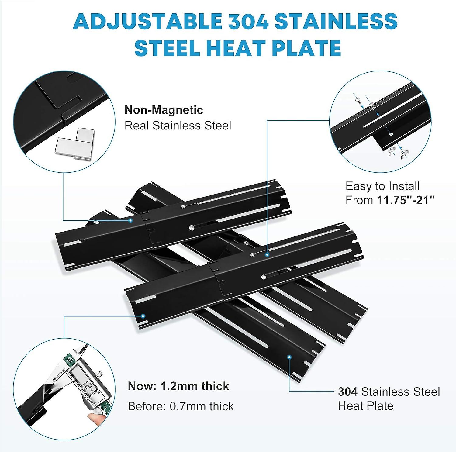 TCGG-4pcs Adjustable Heat Spreaders, 30-53cm Heating Plate Gas Grill Set Grill Accessories for Most Gas Grills Universal Replacement Part — image 4