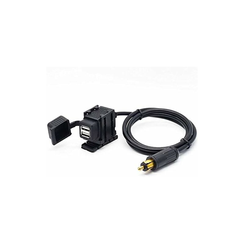 Din Hella Motorcycle Dual Usb Charger Socket Power Adapter 2.1A With 1.8M Cable For Phone / Iphone / Gps Satnav — image 2