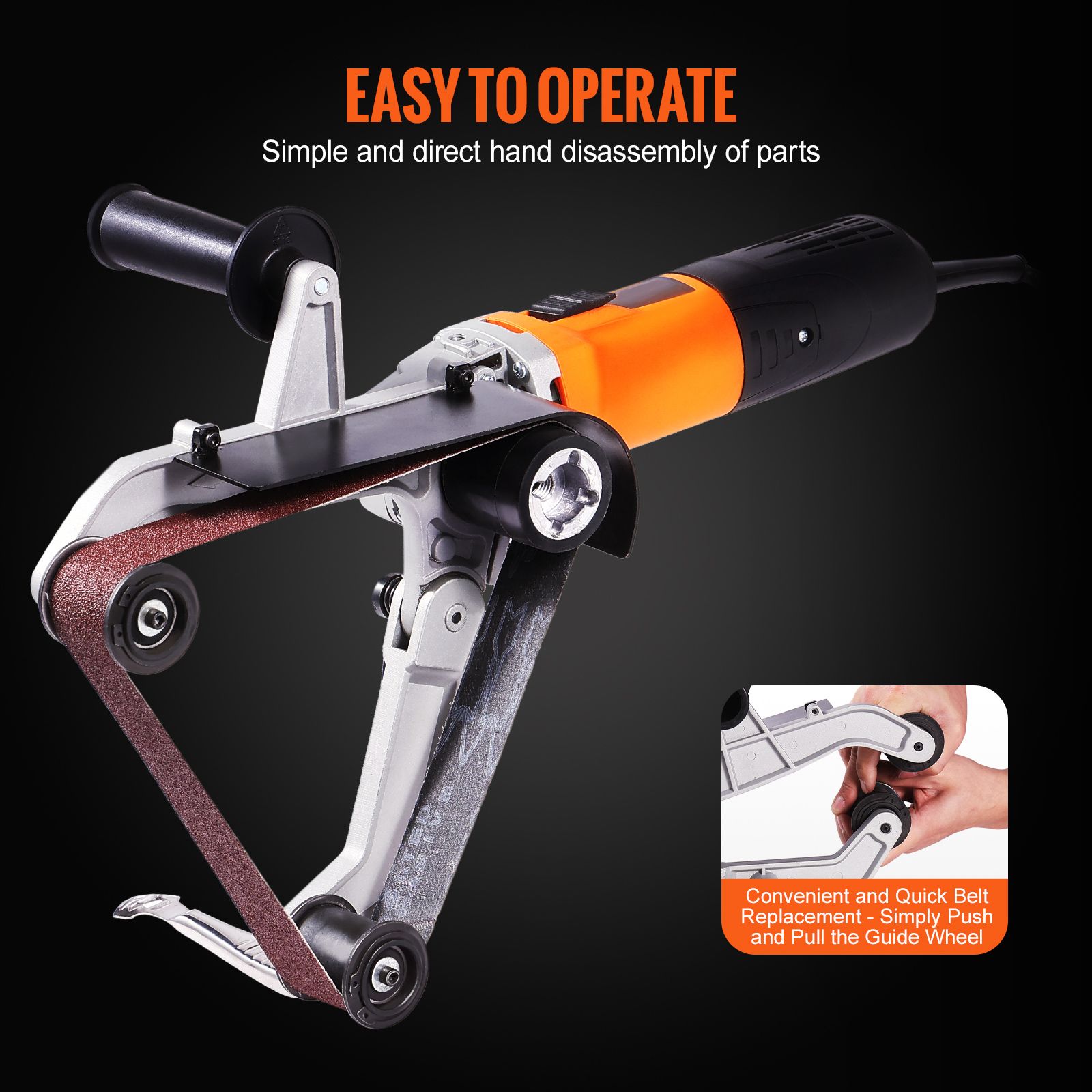 Pipe Tube Polisher Sander, 1300W Pipe Belt Sander with 6 Variable Speeds 1100-3200rpm, Professional Belt Sander Grinding Machine with 3PCS Sanding Belts for โ image 5
