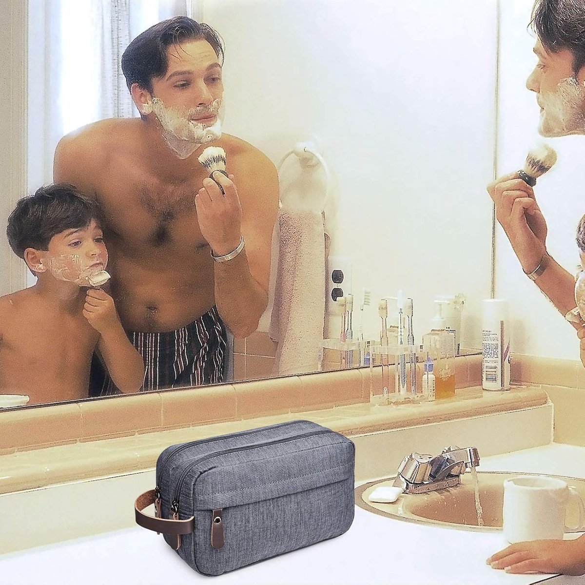 Men's toiletry bag - Travel accessories - Toiletry bag - Makeup bag - Gift - Unisex - Toiletry bag - Grey — image 3