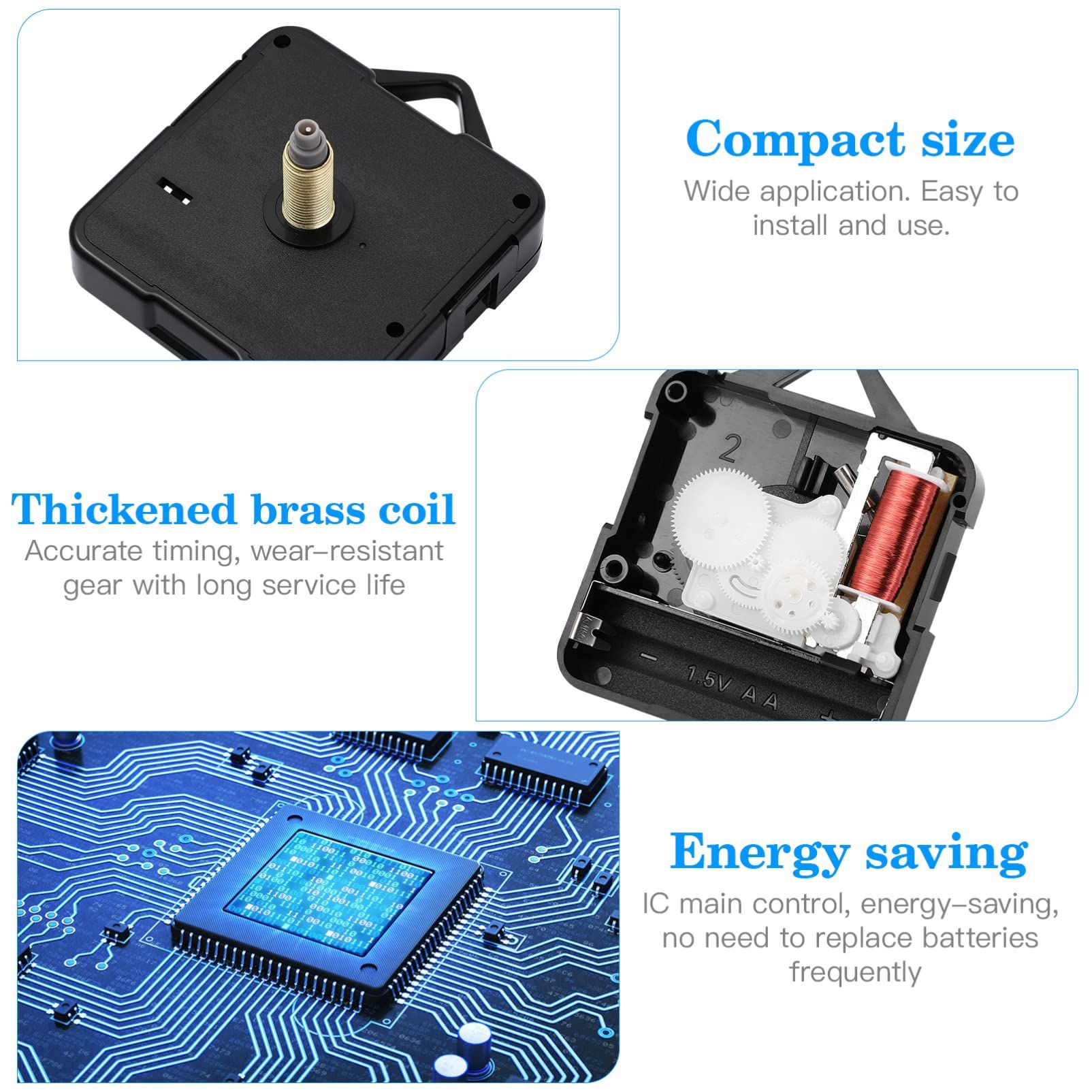 Silence Quartz Clock Movement, Silent Clock Mechanism Replacement DIY Wall Clock Movement Mechanism Long Shaft Clock Parts Repair — image 3