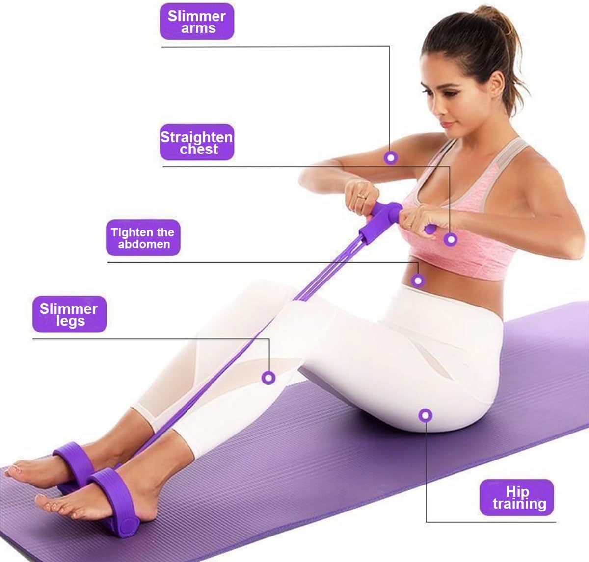 6-Tube Pedal Resistance Band, Premium Elastic Tension Rope for Full Body Workout, Natural Latex Fitness Bands for Strength Training,Yoga Stretching Slimming — image 5