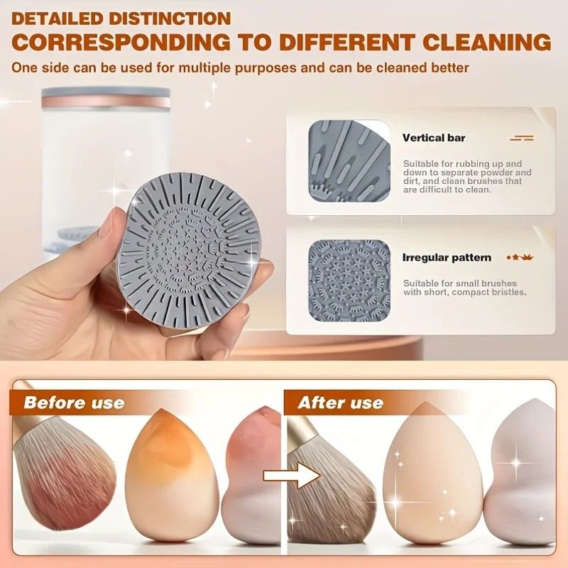 ✨ Dual-Effect Makeup Brush Cleaner | Vertical & Textured Slots | Auto-Rotating Gentle Care, Wash-Dry-Store in One, Deep Cleans Foundation & Eyeshadow Brushes! — image 3