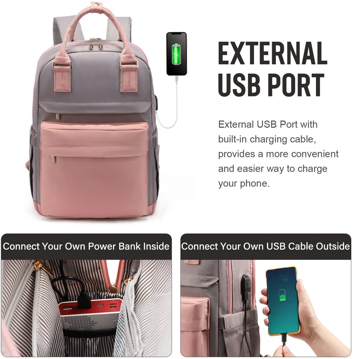 Nieuwe 2025 Backpack - 40L Travel Bag - Maximum Capacity - Laptop Backpack - School Backpack - For School and University Trips - Pink/Grey — image 5