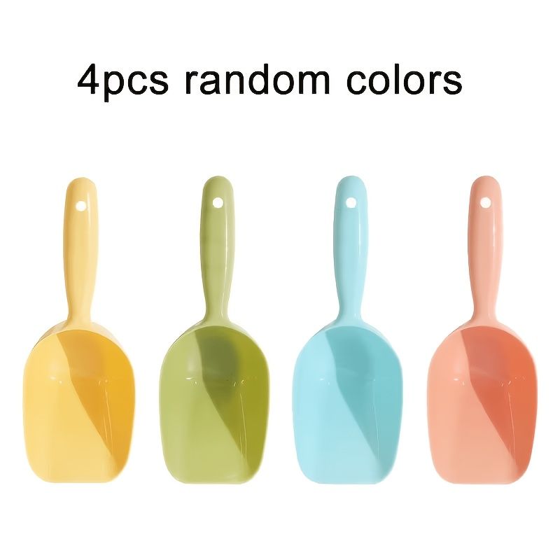 4-Piece Set Colored Plastic Shovels, Random Colors, Multi-Functional for Pet Feeding, Kitchen, Garden & Outdoor