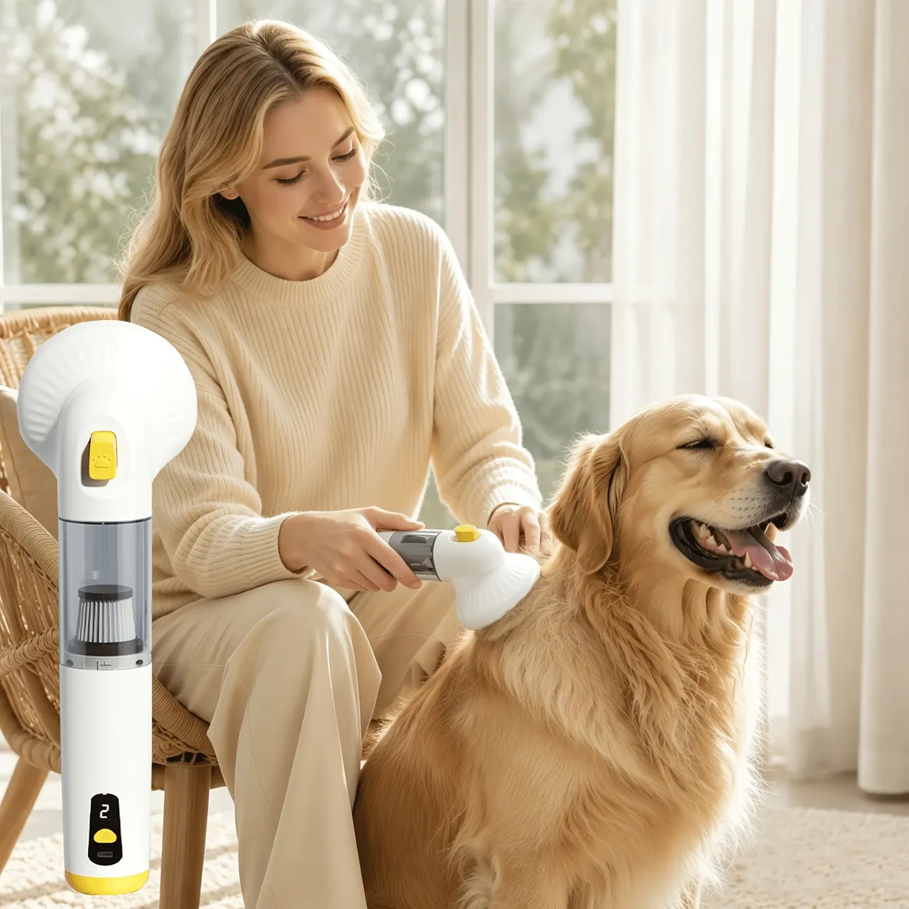 3-in-1 Pet Hair Vacuum: 37, 000 RPM Powerful Suction, Vacuum & Brush Simultaneously, Low-Noise ABS Body to Reduce Stress, Type-C Fast Charging — image 2