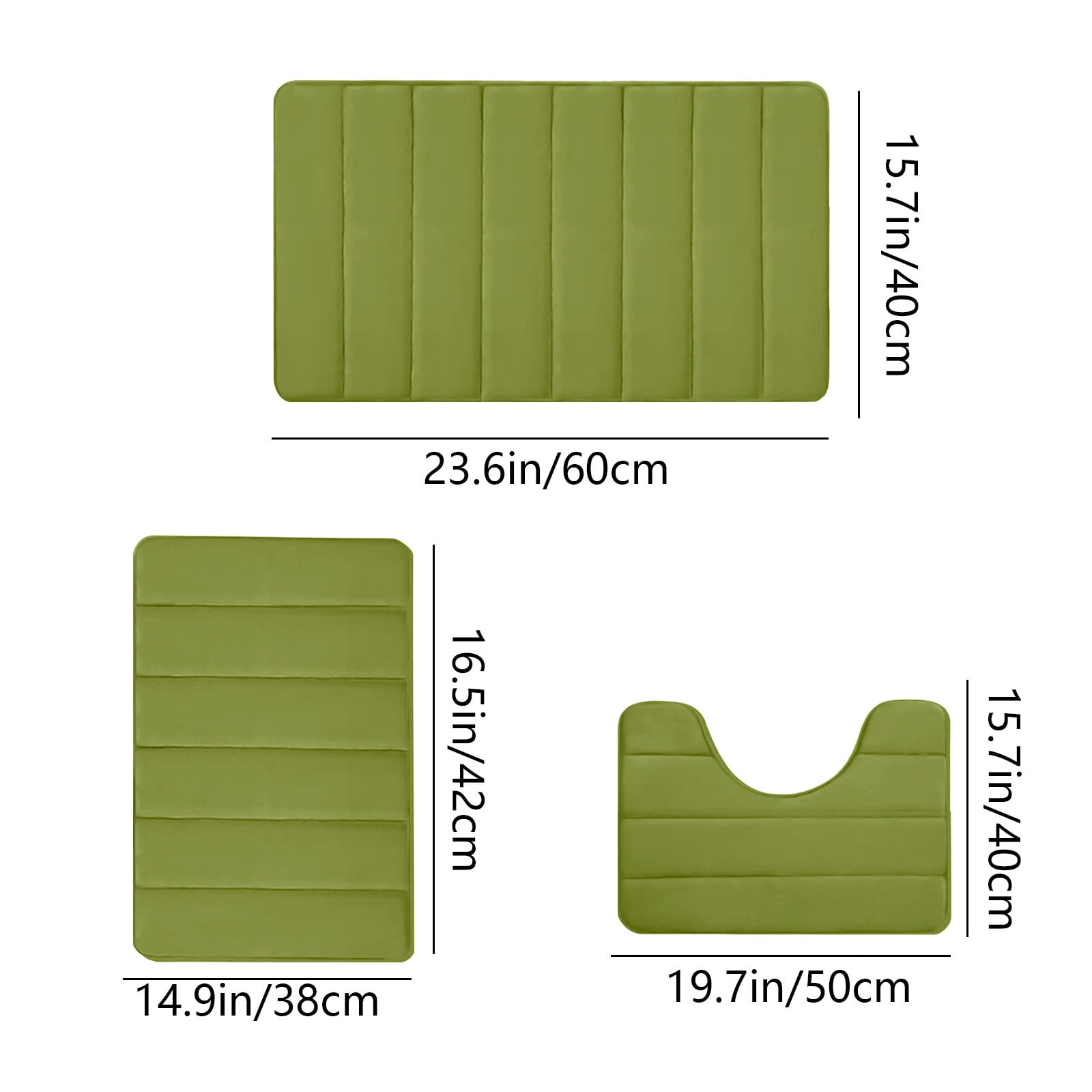 Memory Foam Toilet Rug, Non-Slip Bathroom Rugs, Toilet Rugs U Shaped Washable, Commode Contour Rug, Soft Comfortable Super Water Absorption #3_Green β image 3
