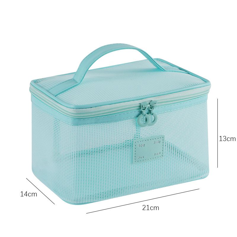 Mesh Breathable Makeup Bag 5-Pack Set - Travel Toiletry Organizer Kit with Triangle Octagonal Square Pillow Double Layer Designs - Cosmetic Storage Pouches — image 4