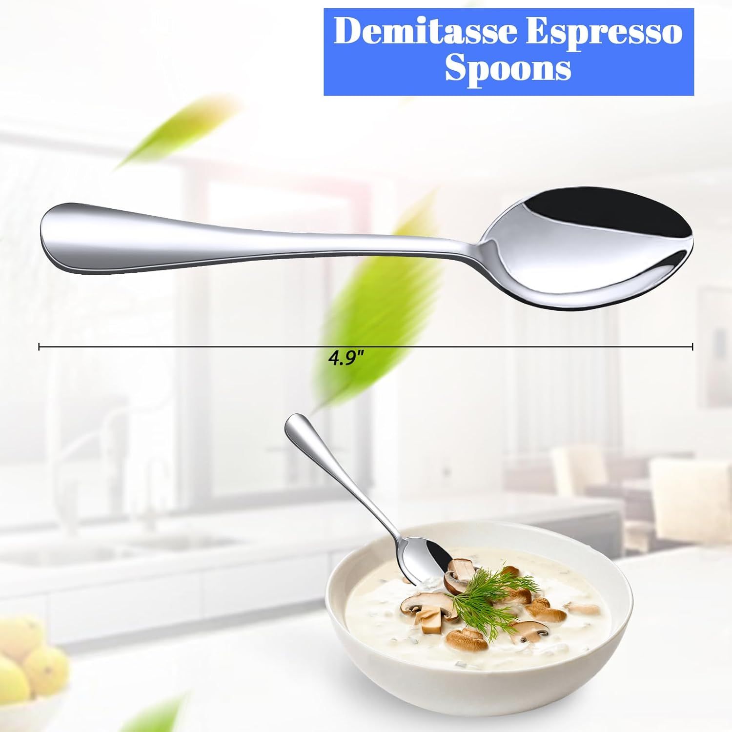 Mini Coffee Spoons, 12PCS 4.9 Inch Stainless Steel Demitasse Espresso Spoons for Stirring Coffee, Tea, Hot Cocoa, Sugar, Tasting Desserts & Appetizers — image 3