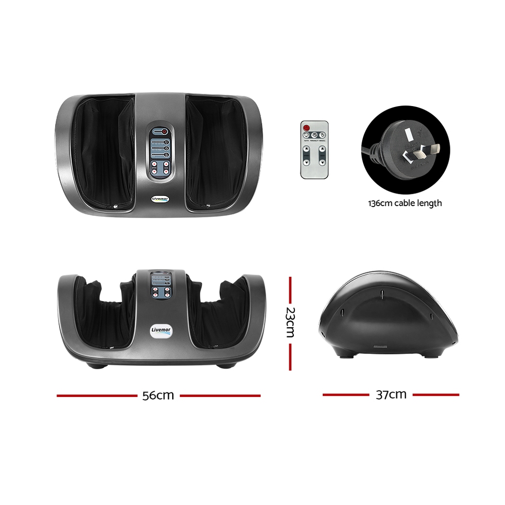 Livemor Foot Massager Shiatsu Massagers Electric Roller Kneading Leg Grey — image 2