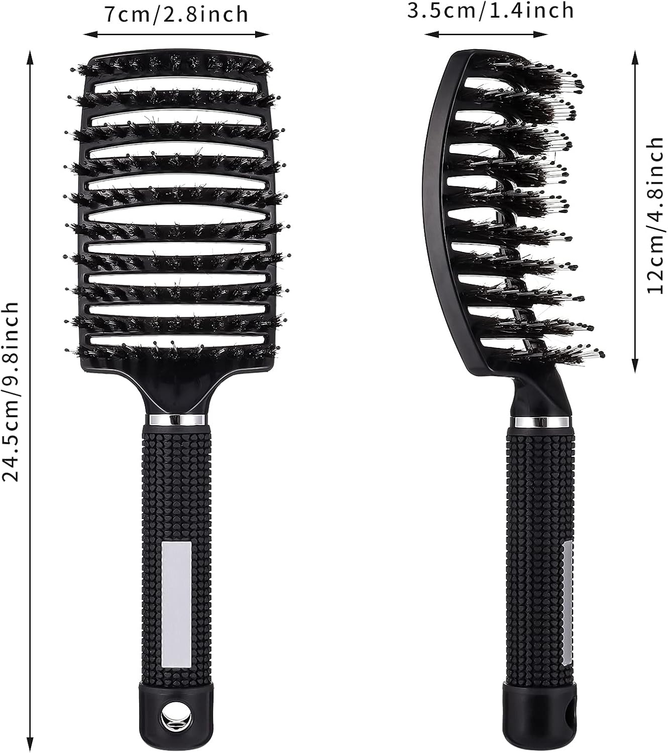 2 Pack Boar Bristle Hair Brush, Curved and Vented Detangling Hair Brush for Women Long, Thick, Thin, Curly & Tangled Hair Vent Brush Paddle Brush โ image 4
