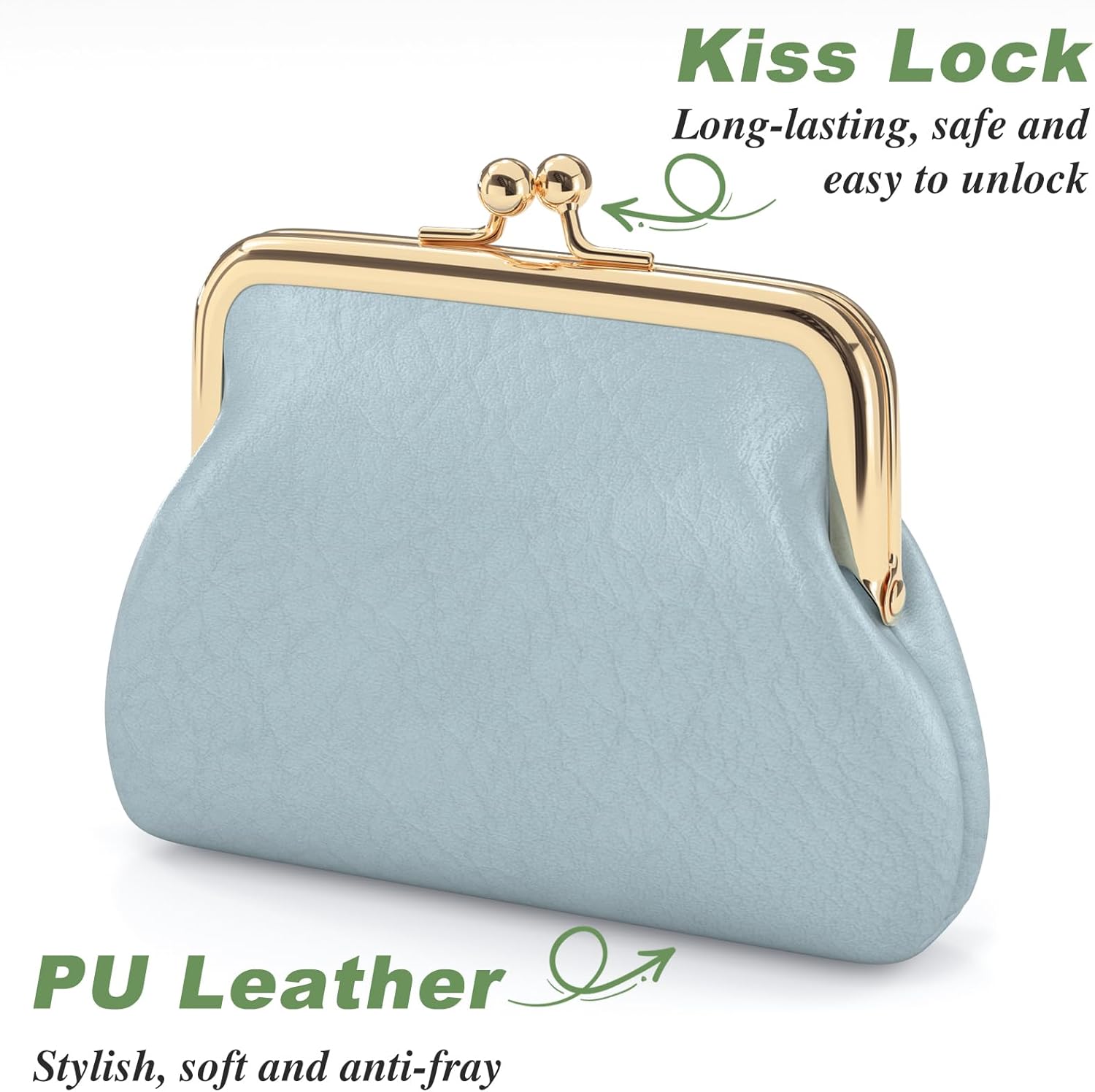 Coin Purse, Small PU Leather Change Purse, Coin Purse Wallet with Clasp, Car Coin Holder Pouch for Woman Men Kids Girls, Blue โ image 4