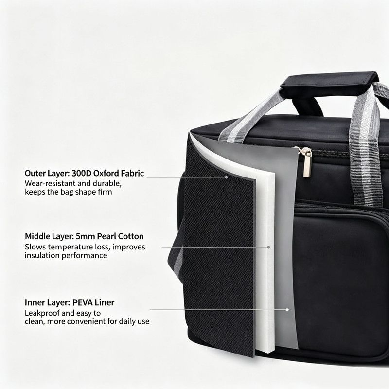 15L Oxford Thermal Lunch Bag, Portable Leakproof PEVA Liner Tote Bag, Waterproof Outdoor Picnic Camping Beach Lunch Cooler Bag for Food Storage, Keep โ image 5
