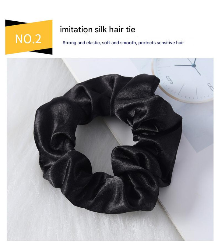 Luxury Satin Sleep Mask Gift Set,4-Piece with Pillowcase and Hair Accessories(Black) โ image 3