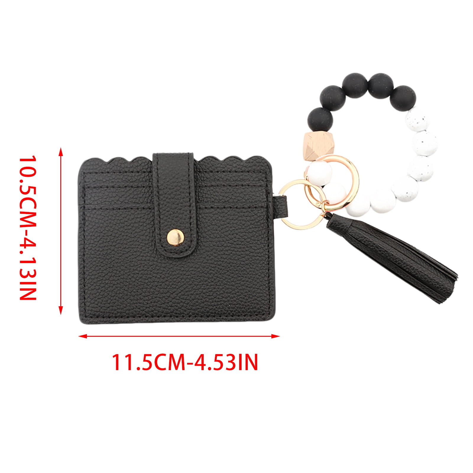 Wallet Women, Wallet Keychain Wristlet for Women, Slim Credit Card Holder Wallet, Fashion Tassel Keychain Bangle Key Ring Purse for Women ( 18 Kinds of Prints — image 3
