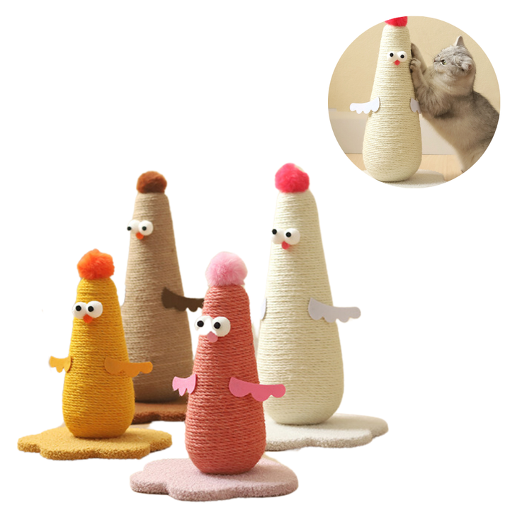 Coffee Adorable Chick Cat Scratching Post - Durable Sisal Rope Scratcher Toy for Cats & Kittens โ image 6