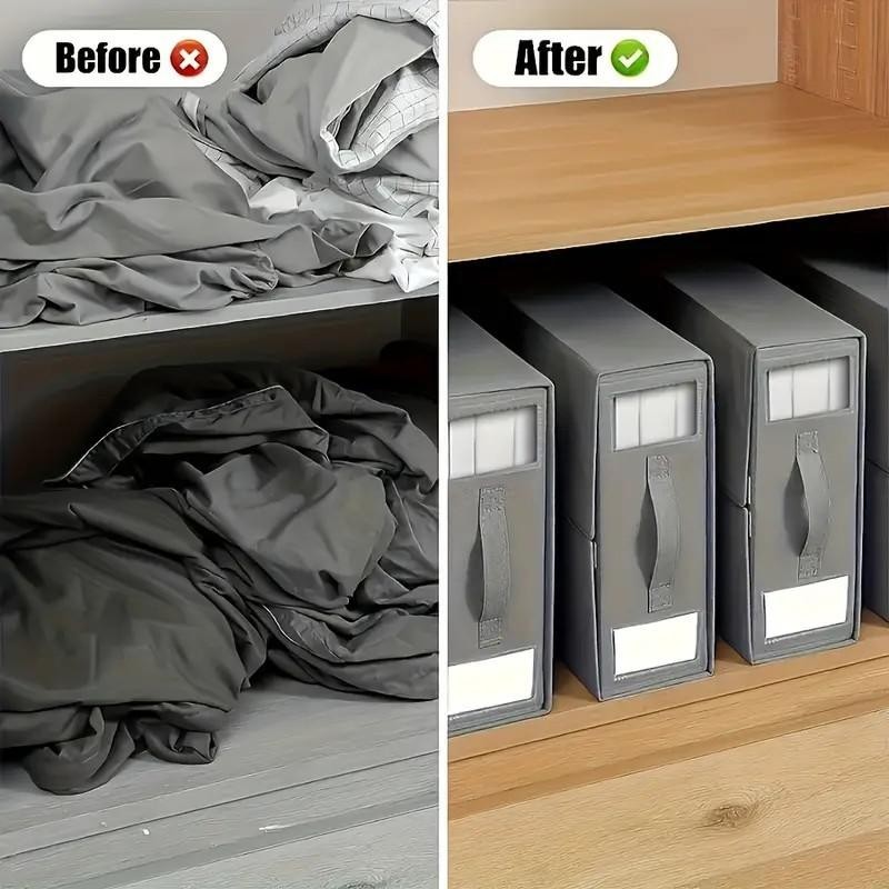 5PCS Foldable Bed Sheet Storage Box with Viewing Window, Your Neat Solution for Bedroom and Wardrobe Organization — image 4