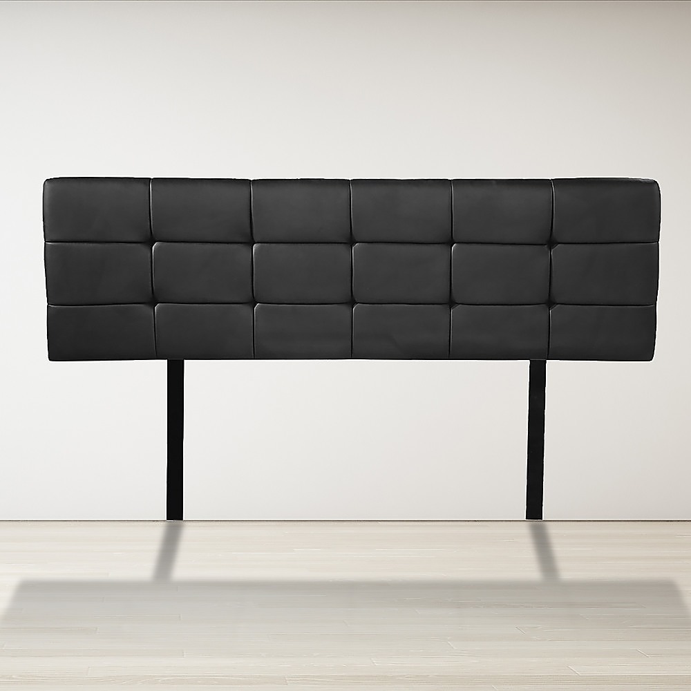 PU Leather Queen Bed Deluxe Headboard Bedhead - Black — image 2