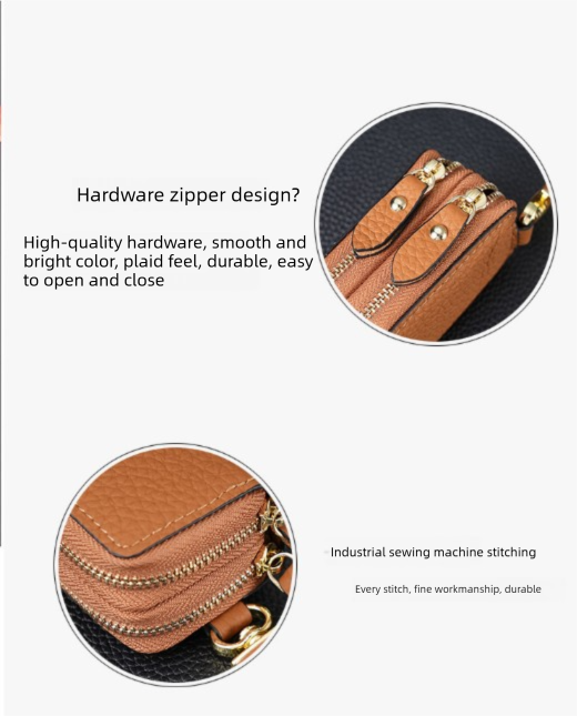 Genuine Leather Car Key Case Double Zipper Smart Key Fob Holder Wallet Remote Organiser Pouch with Hook Red — image 5