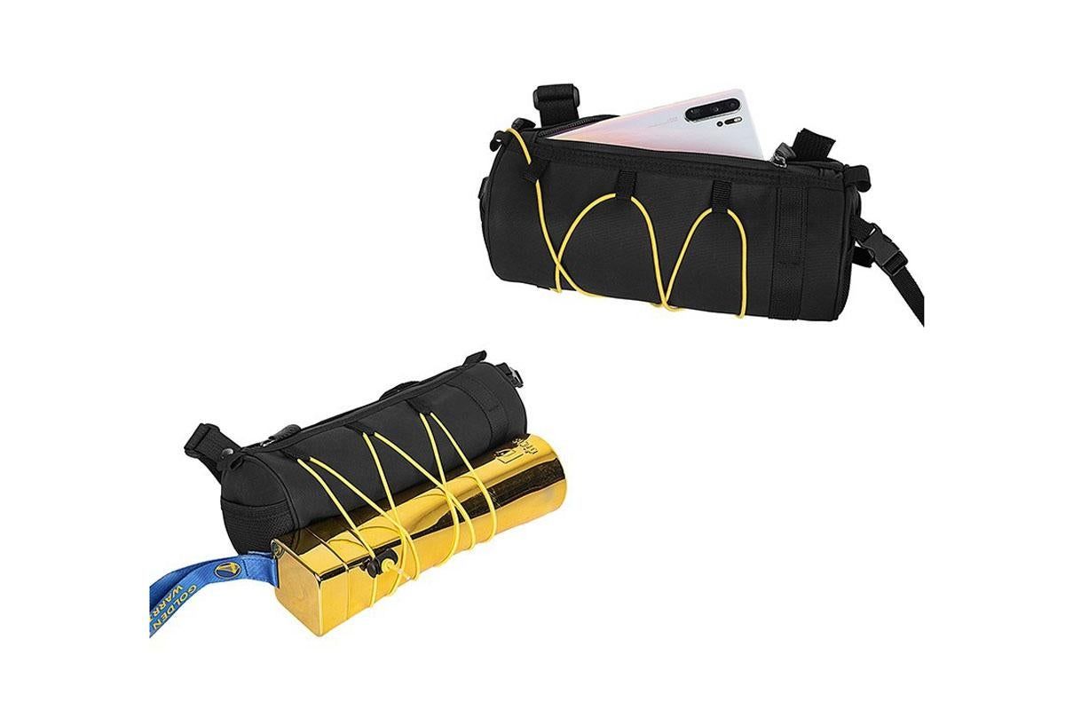 Bike Handlebar Bag Front Bike Bags Handlebar Storage Pouch Pack with Shoulder Strap - Yellow — image 6