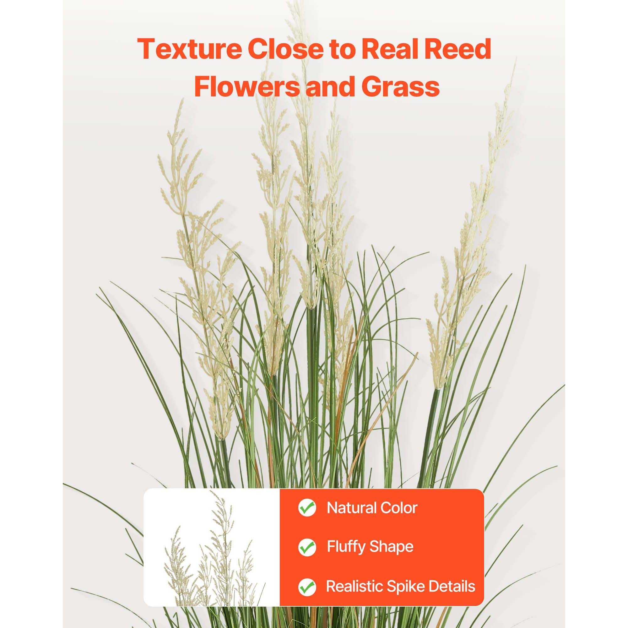 Artificial Grass Plant, 2 Pack 1194mm Reed Flower Grass in Pot, Premium PVC Faux Fake Greenery Shrubs Plant for Indoor Outdoor House Home Garden Office Room — image 3