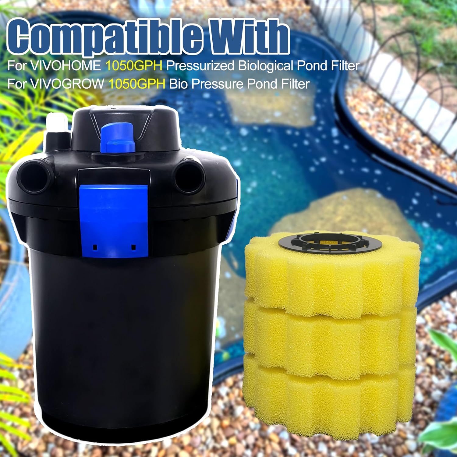 Sponge Filter Media Pad For Vivohome 1050 GPH Grech Pond Bio Pressure Filter Foam Koi Fish, Sponge for Vivogrow 1050 GPH Pressurized Biological Pond — image 2