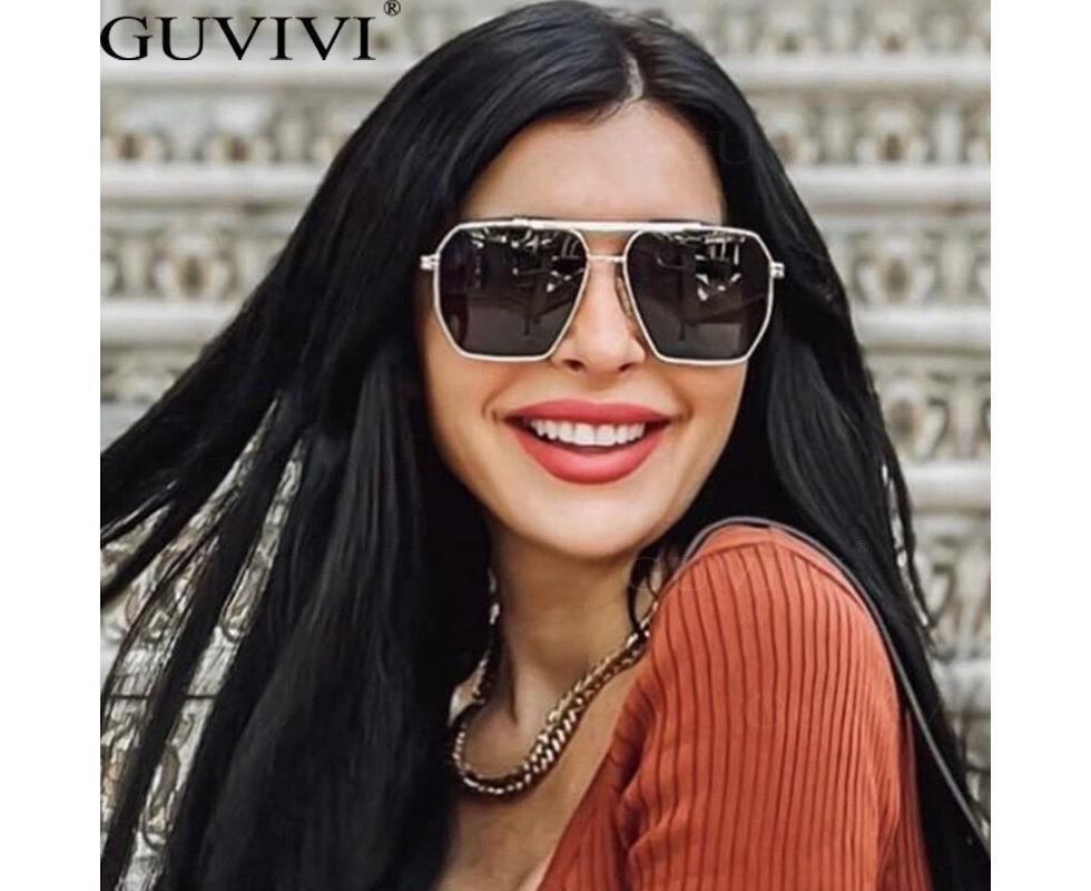 Retro Oversized Square Polarized Sunglasses for Women Men Vintage Double Bridge Shades UV400 Classic Large Metal Sun Glasses โ image 4