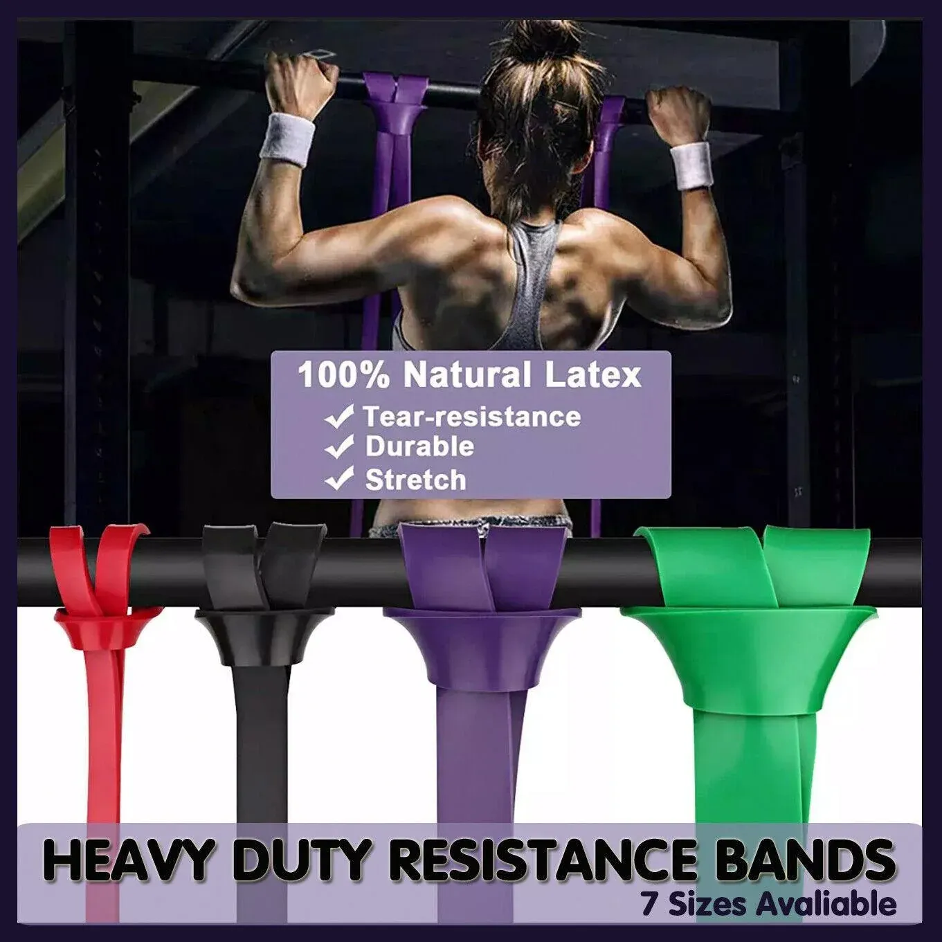 Heavy Duty Resistance Yoga Band Loop Exercise Fitness Workout Band Gym Band - Black 25-65 lbs (22mm*2080mm) โ image 5