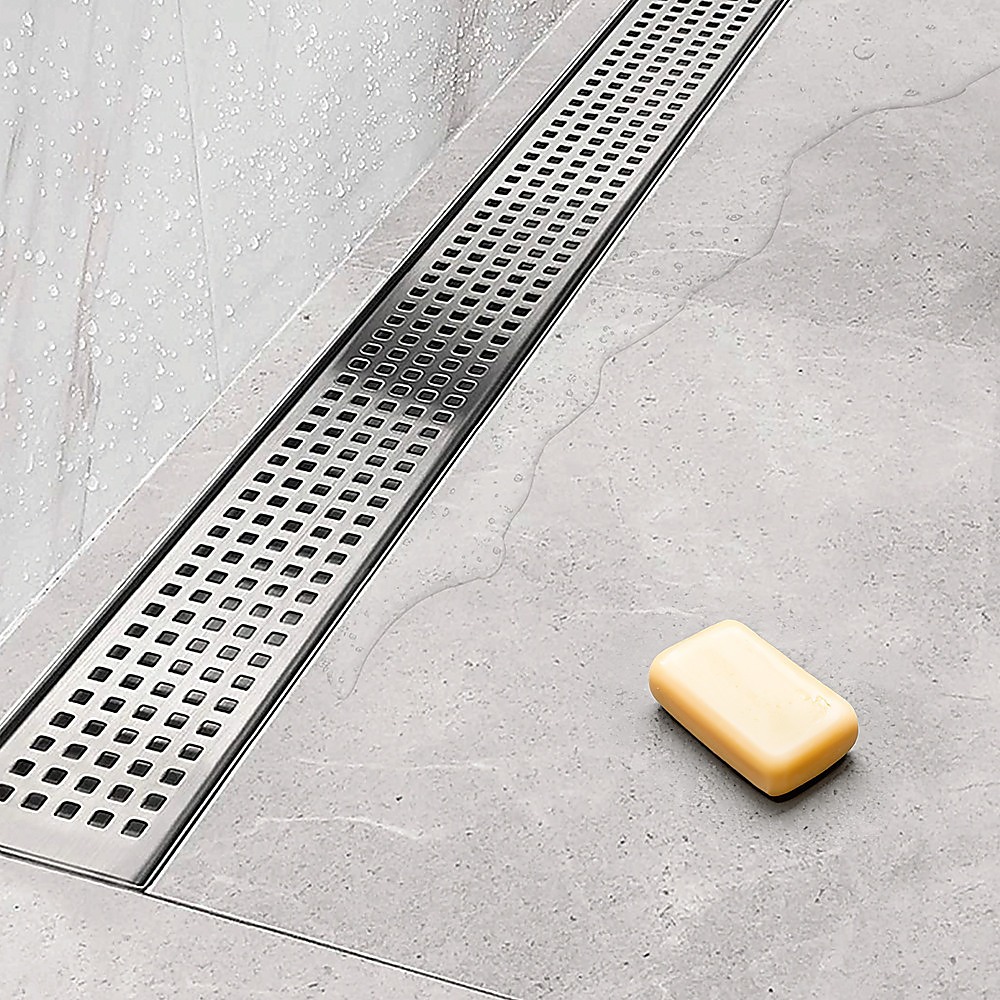 1200mm Bathroom Shower Stainless Steel Grate Drain w/Centre outlet Floor Waste Square Pattern โ image 2