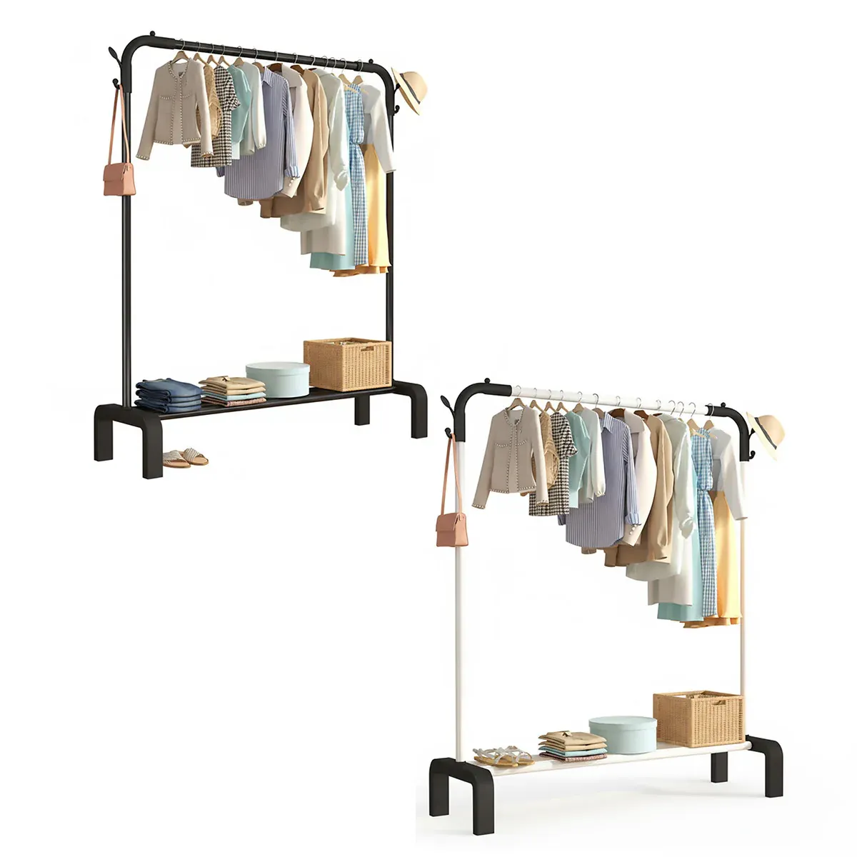 Clothes Rack Durable Sturdy for Home Bedroom Laundry Room Storage Organizer - White — image 3