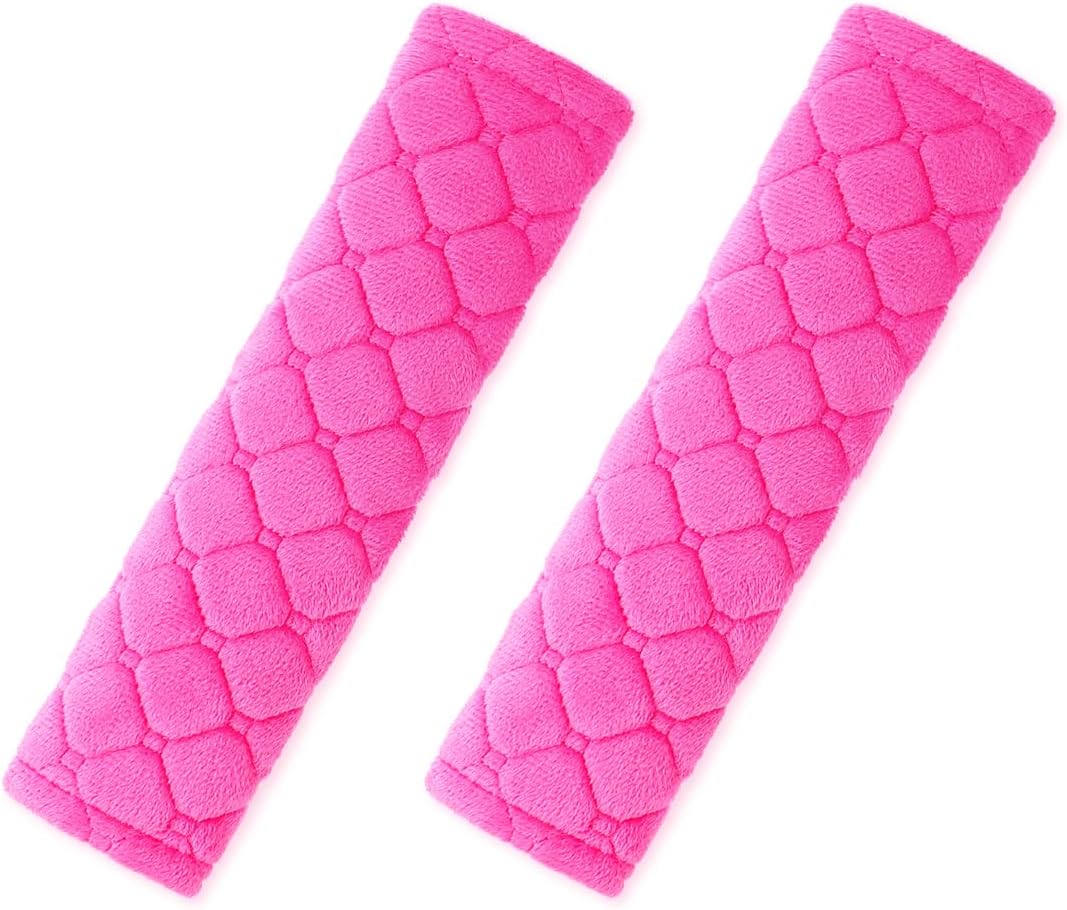 2 PCS Car Seat Straps Shoulder Pads Soft Auto Seat Belt Cover Universal Safety Strap Cover Helps Protect Your Neck and Shoulders from Seat Belt Friction (Rose