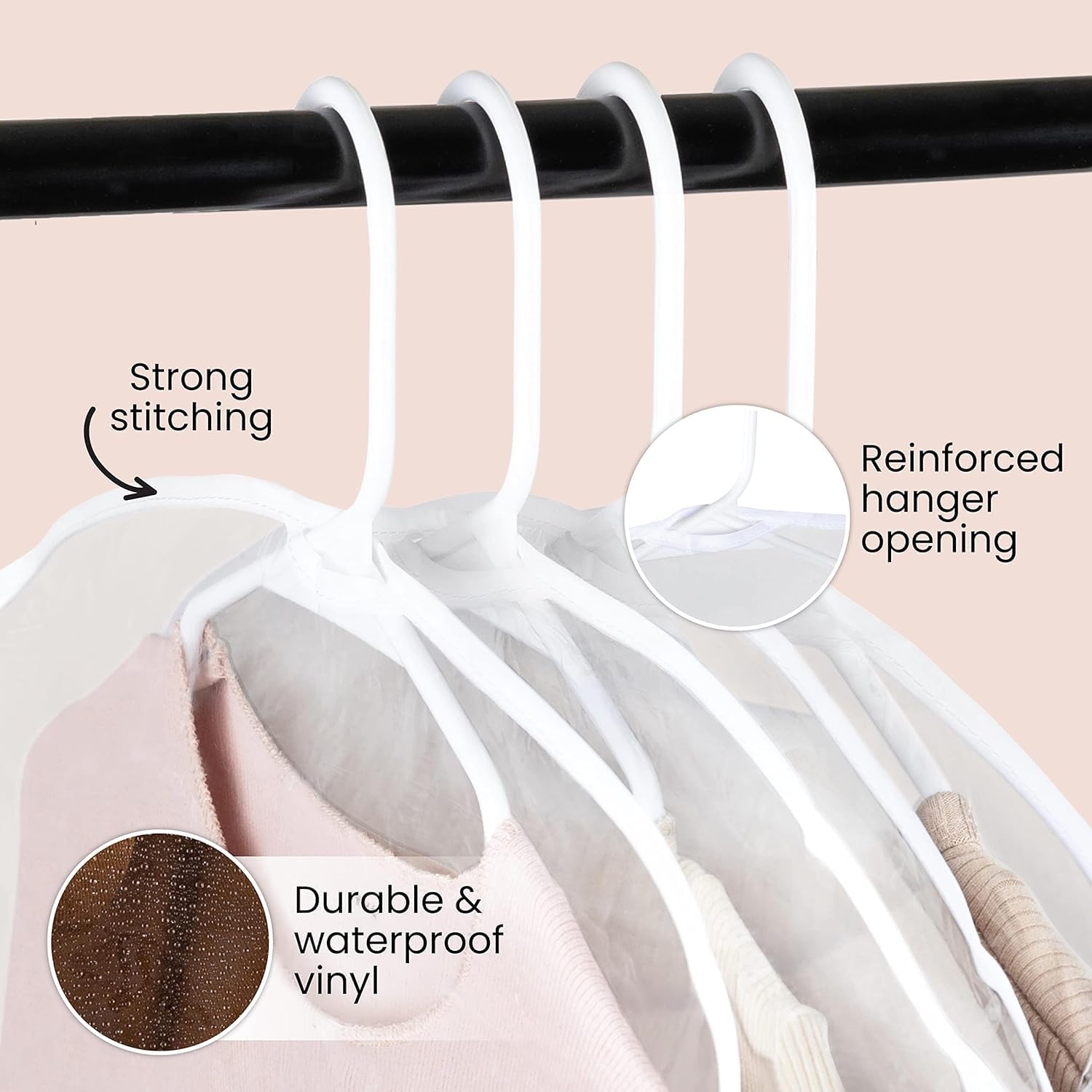 12 Pack Transparent Dustproof Garment Bags 60x30cm Wardrobe Organizer Storage Covers — image 2