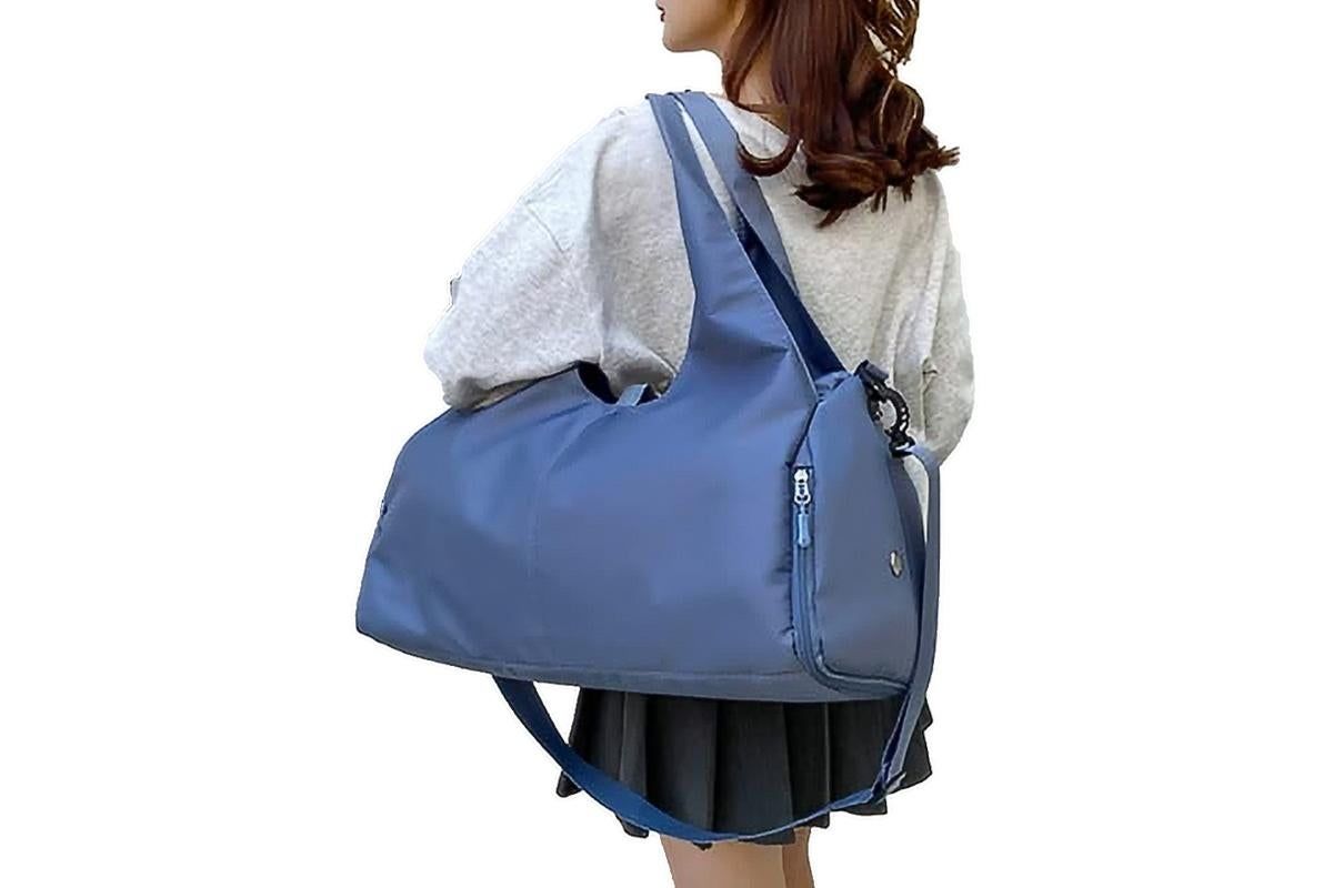Gym Tote Bag with Shoe Compartment and Wet Dry Storage Pockets for Women Travel Duffel Bag Yoga Gym Bags with Yoga Mat Holder -Blue — image 4