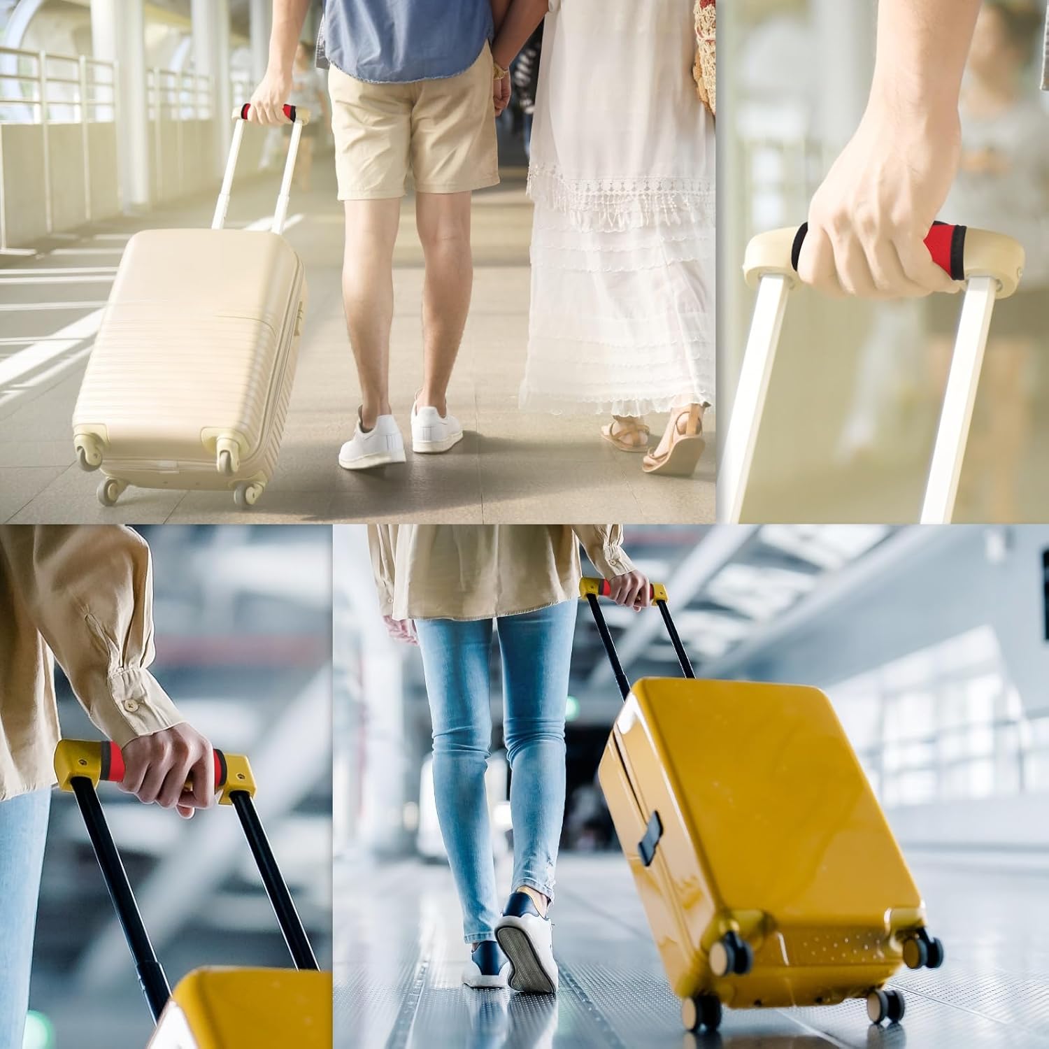 6 Pcs Luggage Handle Wrap, Hollow Neoprene Handbag Grip Cover Protector Luggage Identifiers Suitcase Handle Wraps for Luggage Suitcase Travel Bags, Yellow โ image 6