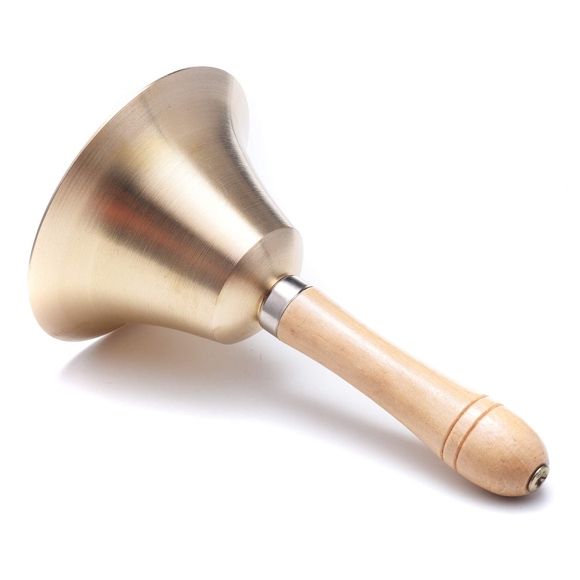 Hand Bell Extra Loud Solid Brass Call Bell Handbells with Wooden Handle Multi-Purpose for School,Christmas and Wedding Service — image 2