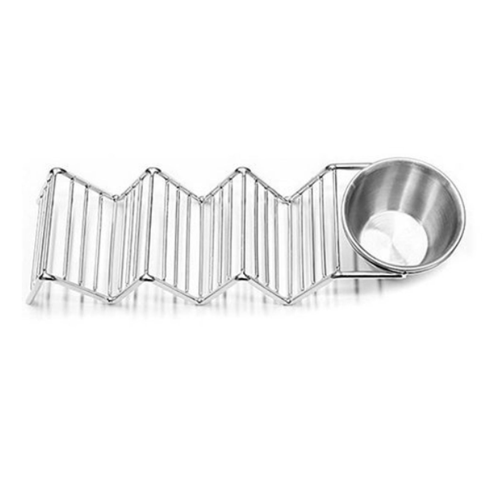Taco Stand Stainless Steel 3 Grid V Shaped Glossy Taco Holder Rack for Kitchen Home with Sauce Cup — image 3