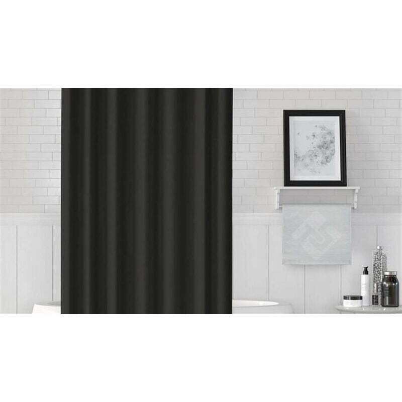 Black Shower Curtain 120x200 cm High Quality Polyester Waterproof Anti-mildew Machine Washable with Hooks Included โ image 2