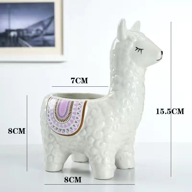 Alpaca White Ceramic Planter