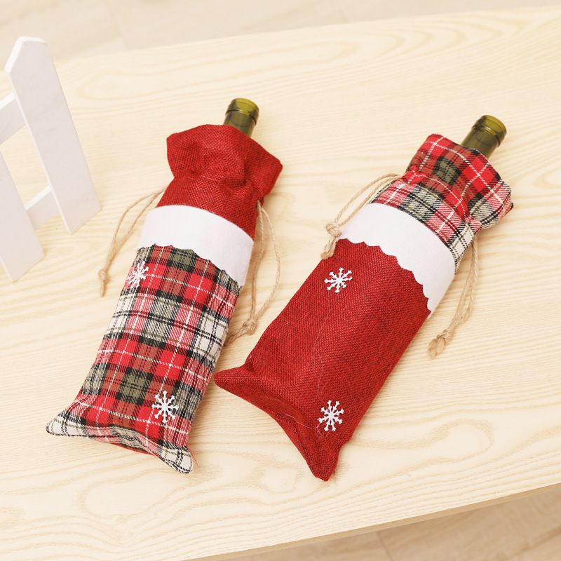 Christmas wine bottle scarf cover with hat decoration Christmas wine bottle cover gift bag — image 2