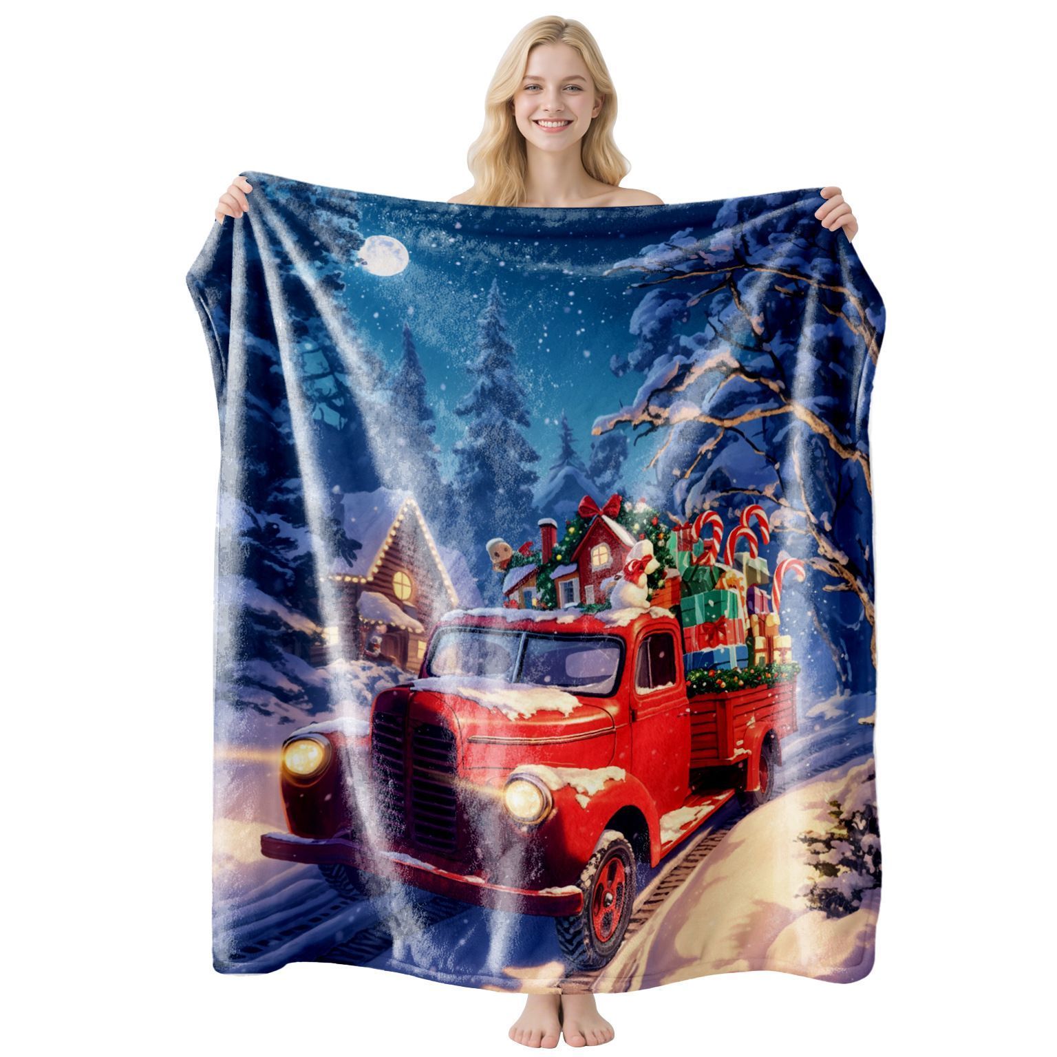 Versatile Warm Flannel Throw Blanket, Home Leisure Air‑Condition Cover, Practical Present For Christmas & Halloween Holiday Gifting Demand, Style FLR‑201, Size